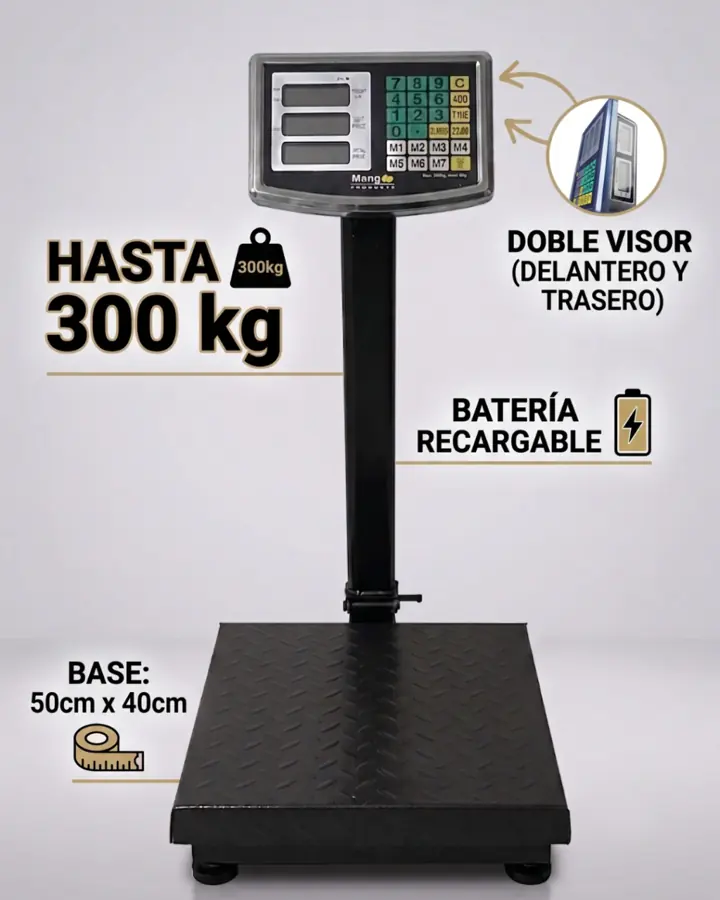 Balanza Industrial de Plataforma 300 kg Digital con Pantalla LED