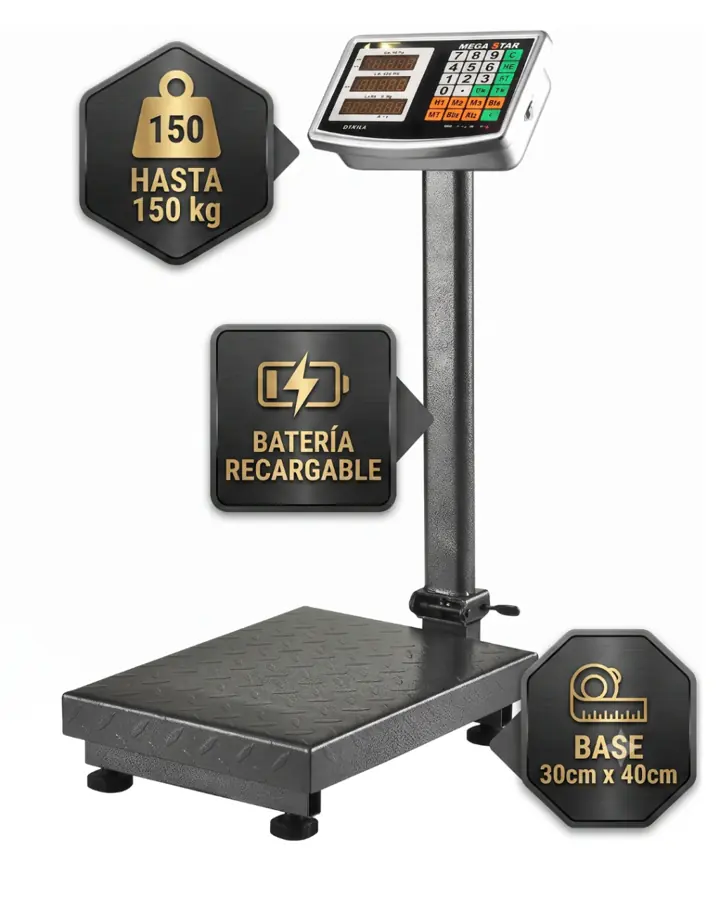 Báscula Balanza Industrial Plataforma 150 kg Con Batería