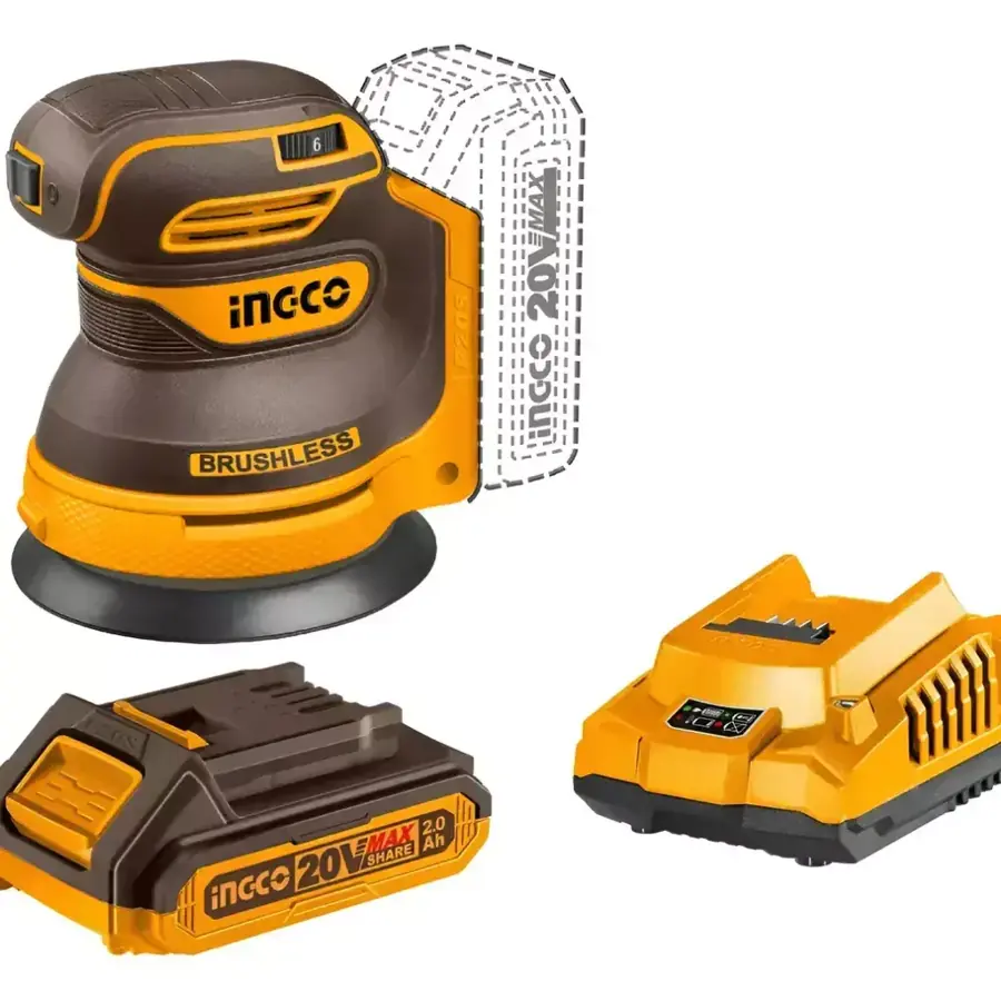 Lijadora Rotoorbital Ingco 20v 125mm Con Batería Y Cargador